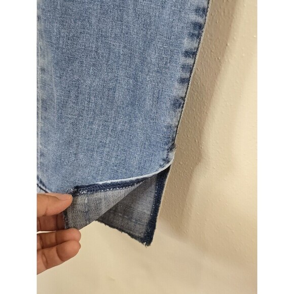 7 For All Mankind The Ankle Skinny Jean Womens Size 32 Raw Hem Slit Medium Wash - Picture 7 of 12